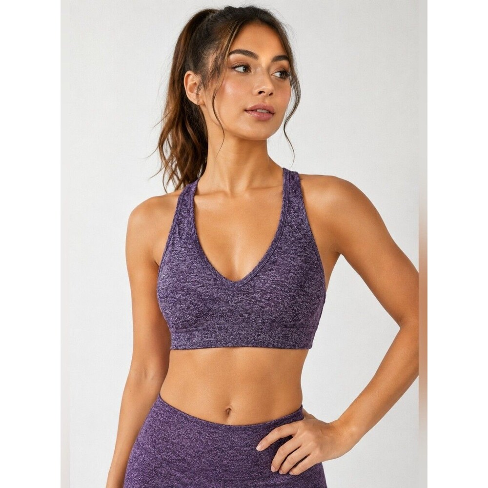 Aritzia TnaCOZY Tread Purple Sports Bra Raceback removable cups Gym Yoga size S